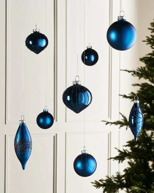 Navy Blue Glass Baubles, 20 Pack