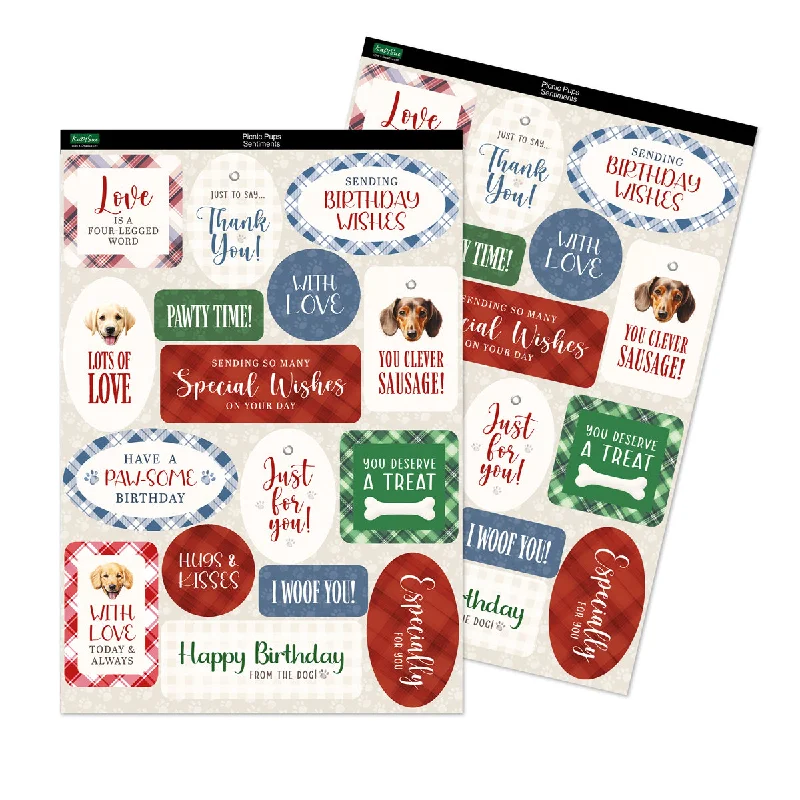 Picnic Pups Die Cut Sentiment Toppers, 2 Sheets