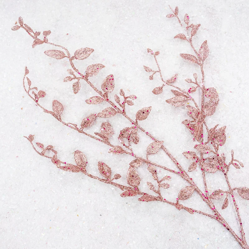 Pink Glitter Leaf Branch