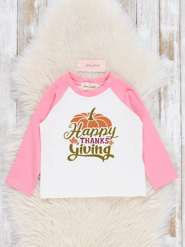 Pink "Happy Thanksgiving" Raglan Shirt