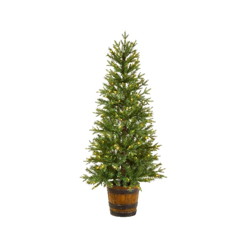 Arctic Spruce 5-Ft Potted Christmas Tree - 200 Micro-Brite LED Lights