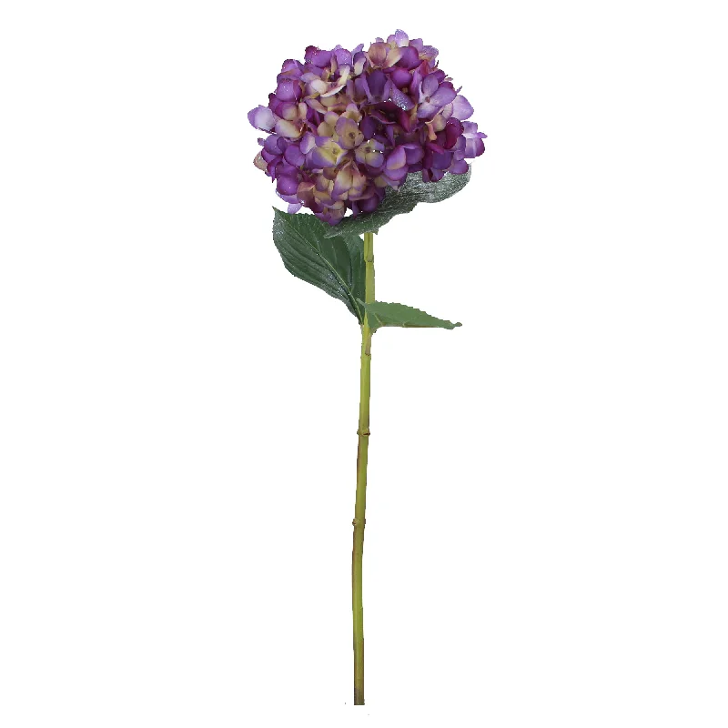 Purple Fabric Hydrangea with Glitter Stem