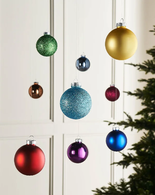 Rainbow Glass Baubles, 24 Pack, 6 cm