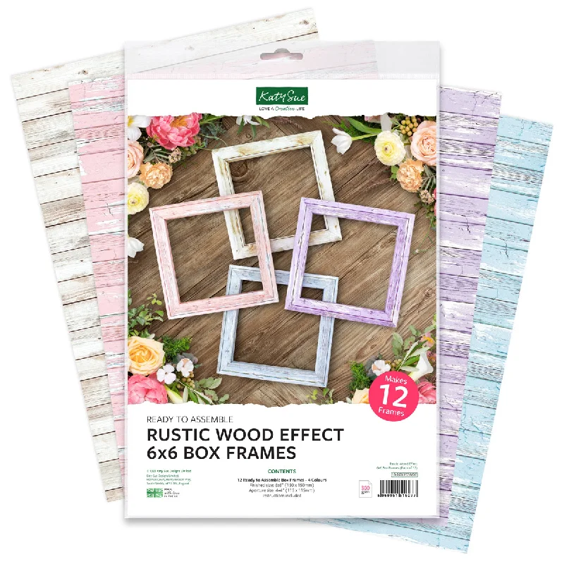 Rustic Wood Effect 6x6 Box Frames, pack of 12