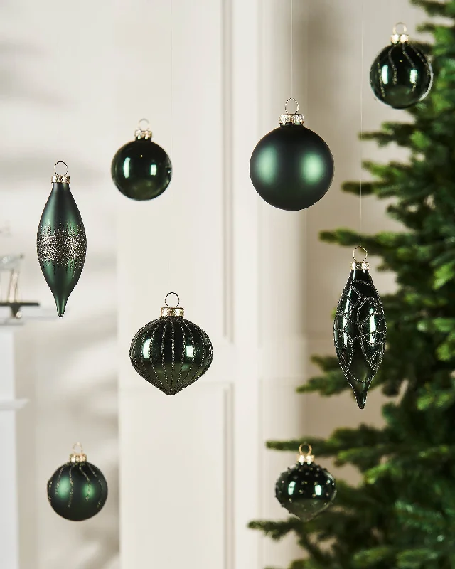 Sage Green Glass Baubles, 20 Pack