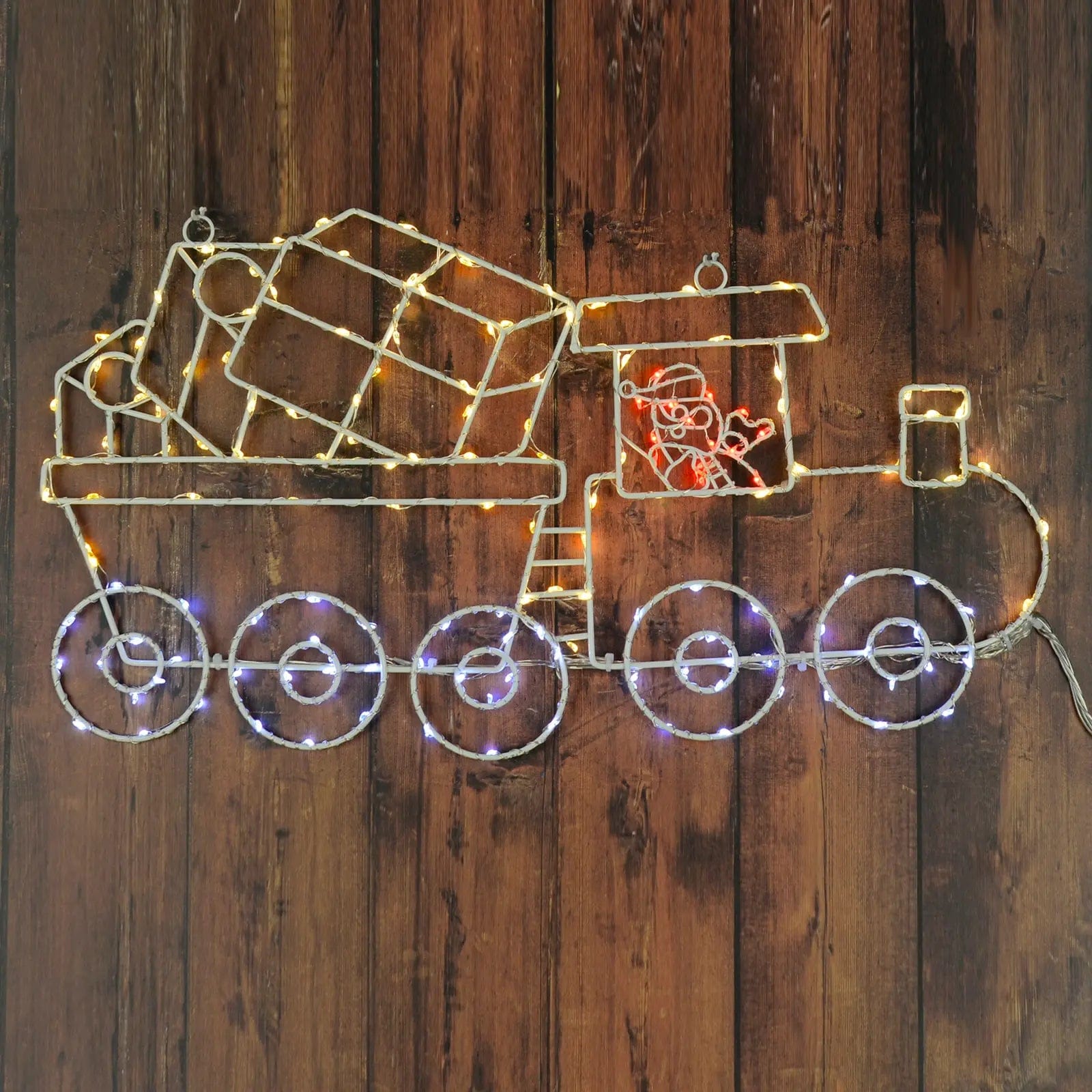 Santa Train Silhouette Christmas Decoration Flashing LED 45cm