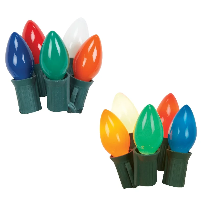 Set of 25 Ceramic C7 Multi-Colored Christmas Lights