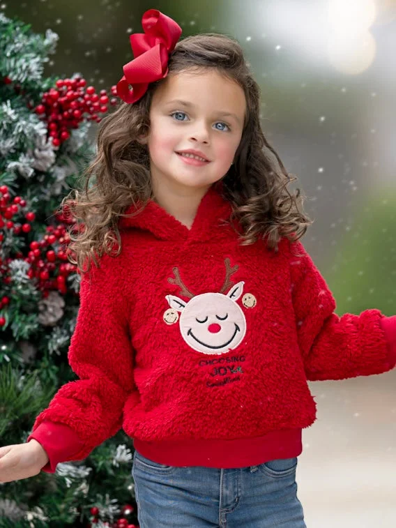 SmileyWorld Choosing Joy Reindeer Sherpa Hoodie