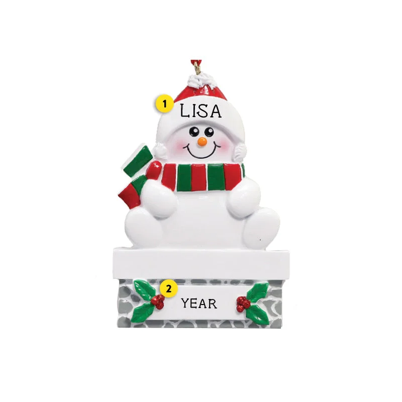 Personalized Snowman on Chimney Ornament