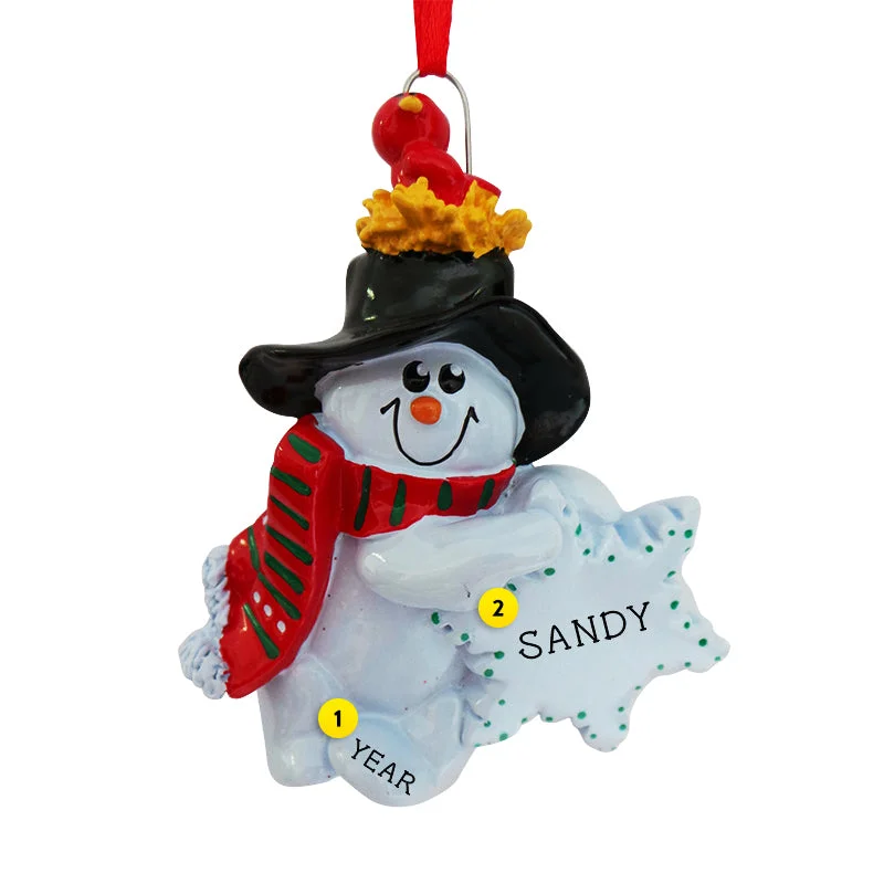 Personalized Snowman with Birdnest Ornament