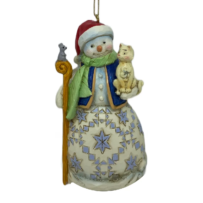 Snowman with Cat Ornament - Jim Shore