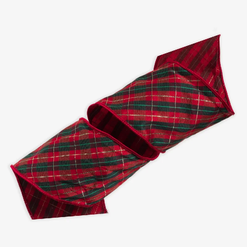 Tartan Wire Ribbon (Red Edge 9m)