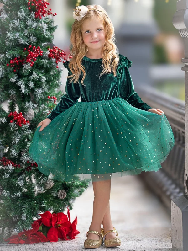 Twinkle and Twirl Starry Velvet Tutu Dress