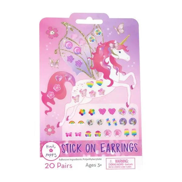 Unicorn Princess Stick on Earrings 20Pk