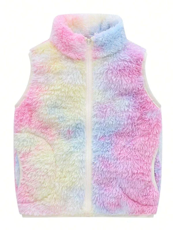 Cozy Winter Unicorn Tie Dye Sherpa Vest