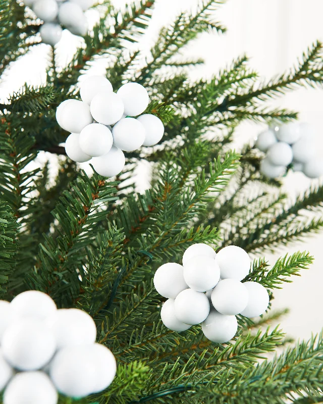 White Glass Berry Cluster Baubles, 10 Pack