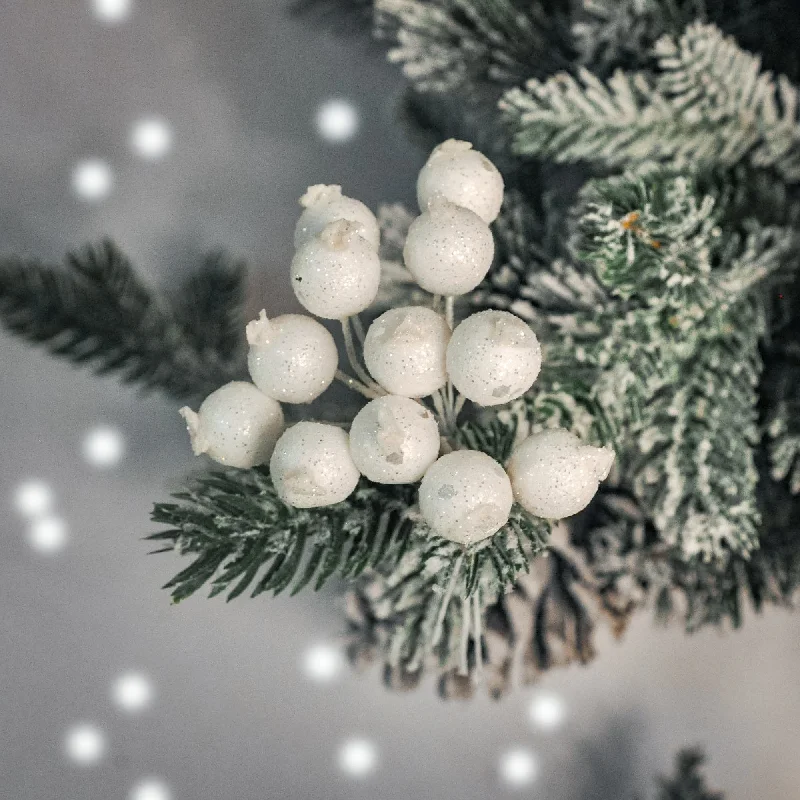 White Glitter Berry Pick Bunch