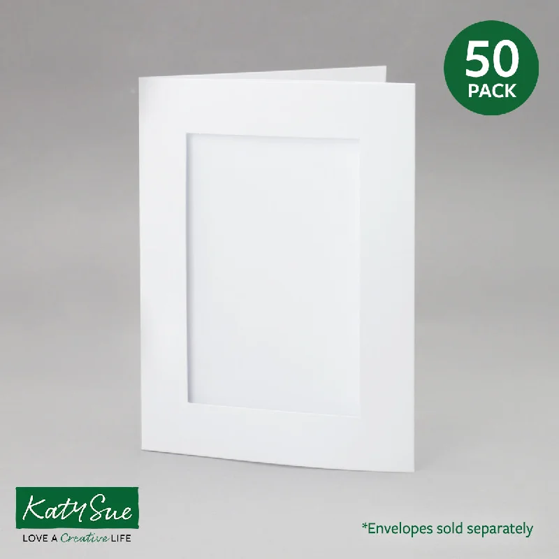 White Rectangle Aperture Cards 150x203mm (pack of 50)