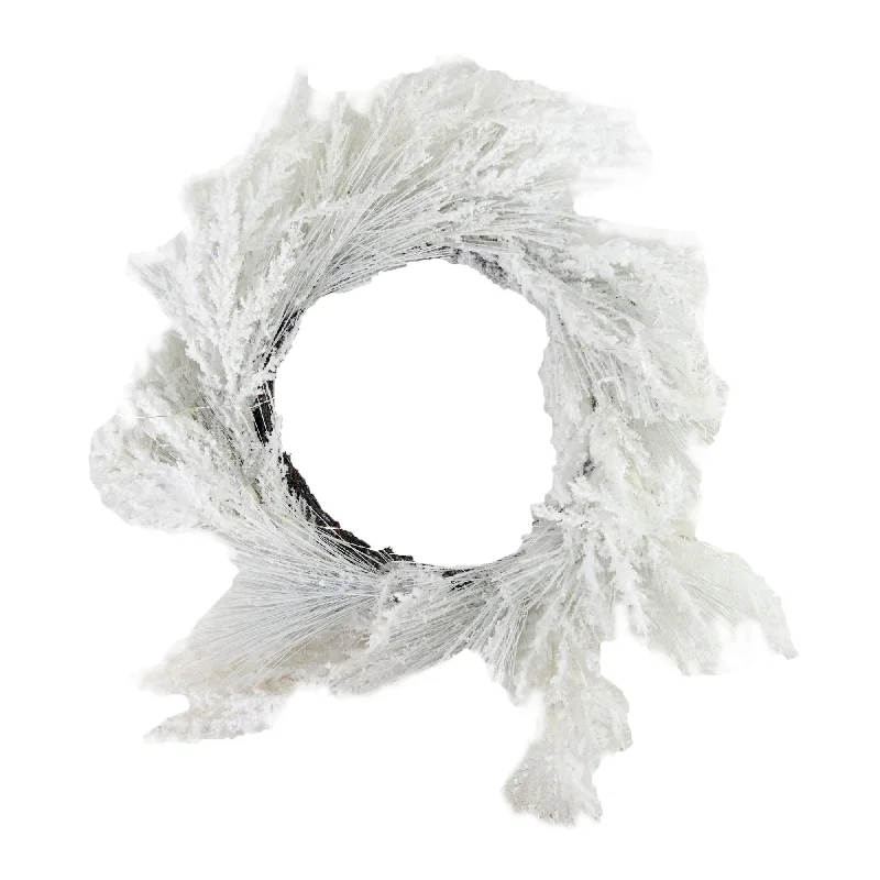 Christmas Wreath, Light Up White Astilbe- 50cm