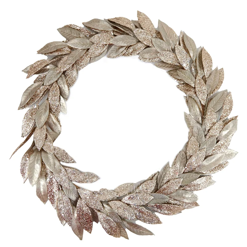 Christmas Wreath, Champagne Artificial Leaf- 60x60cm