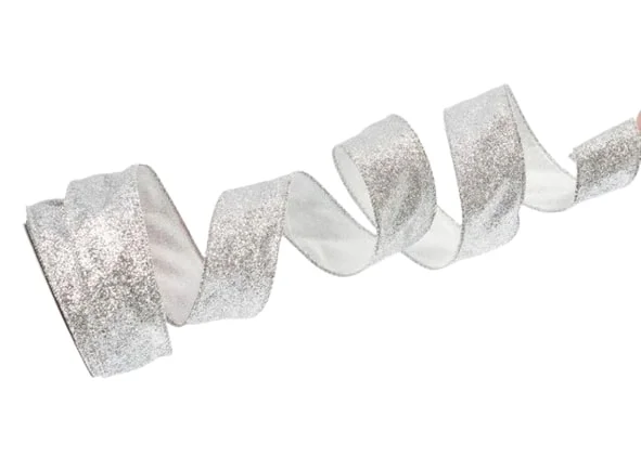 1.5" X 10YD Silver Glitter Ribbon Set Of 3