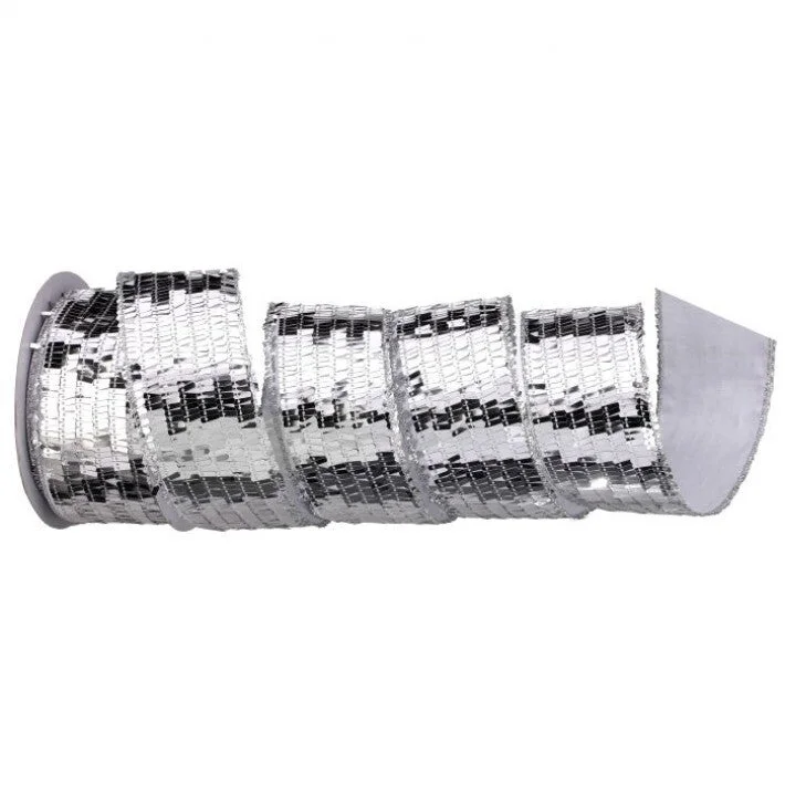 2.5" X 10YD Silver Mirror Ribbon