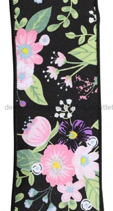 2.5"X10Yd Graphic Florals Black/Pink/Blue/Wht/Grn RGE113302