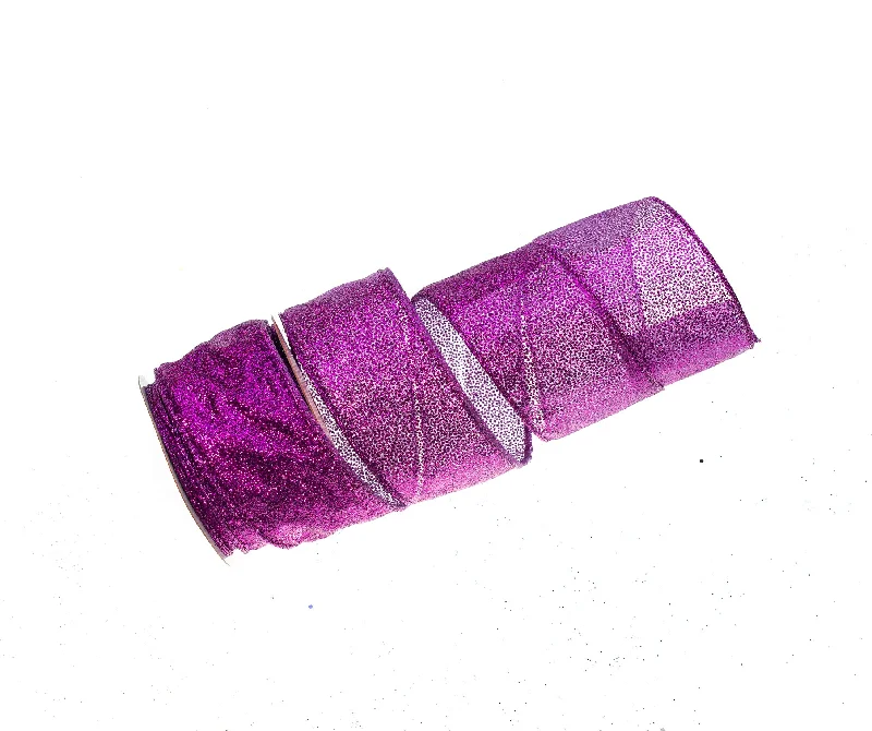 2.5" X 10YD Purple Glitter Ribbon Set Of 3