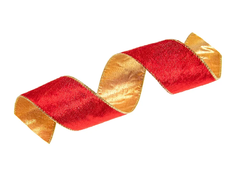 2.5" X 10YD Red Ribbon With Gold Back Set Of 3