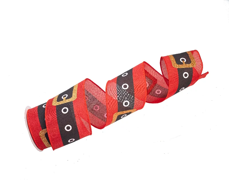 4" X 10YD Velvet Santa Belt Ribbon