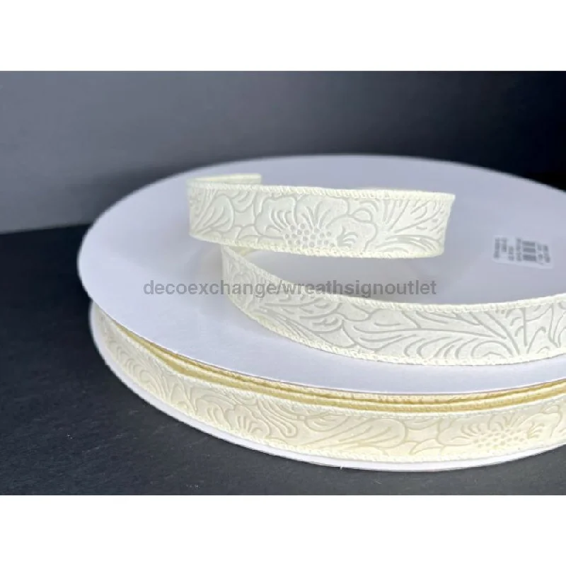 42466-05-18C: Ivory Flower Embossed, 7/8"X50Y