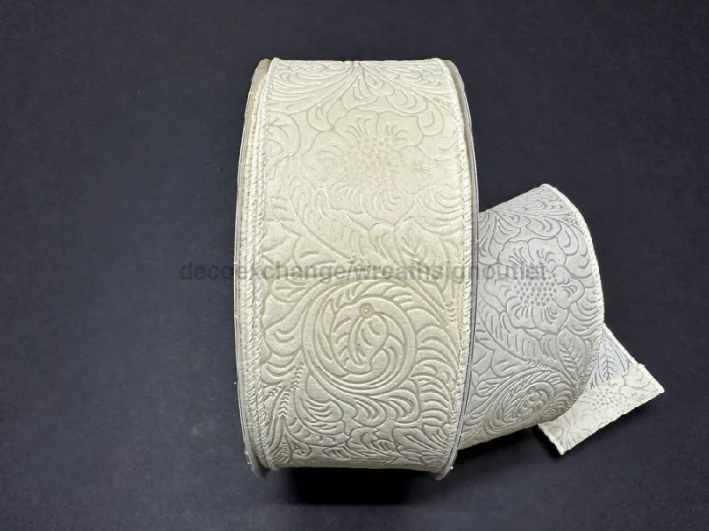 984240-18C: (841-40-466) Ivory Flower Embossed, 2.5"X50Y