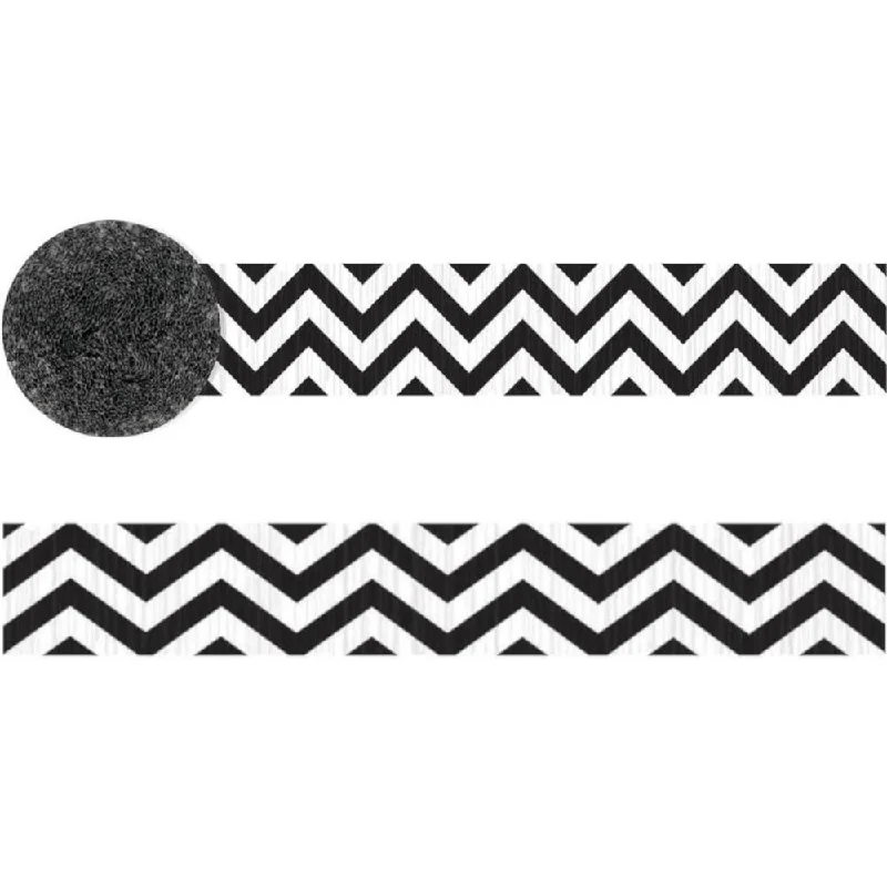 Black And White Chevron Crepe Streamer 81ft