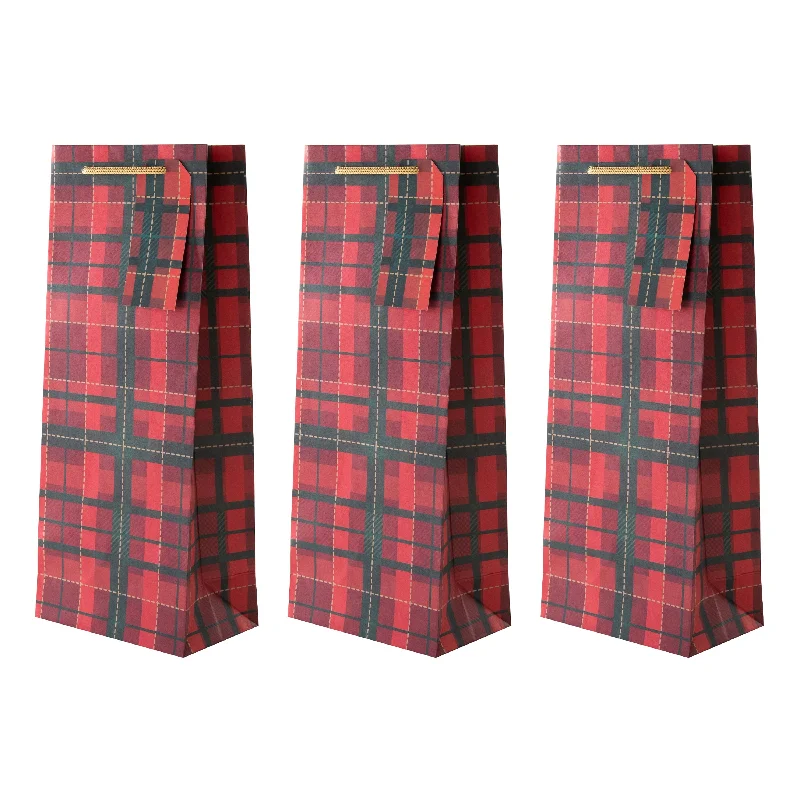 Christmas Gift Bottle Bags - Pack of 3 Tartan Designs