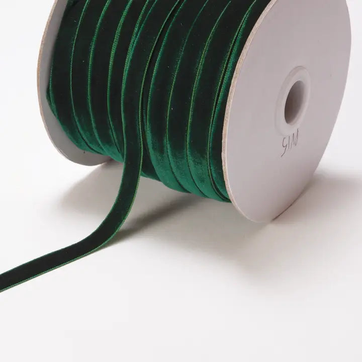 Classic Velvet Forest Green Ribbon 3/8"