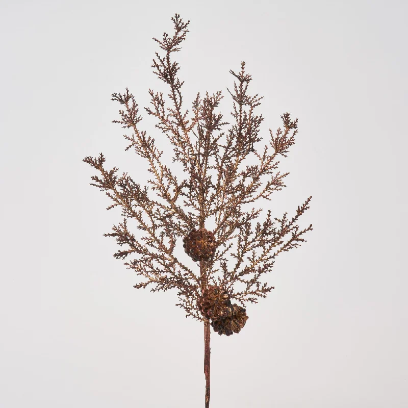 Copper Cedar & Bronze Metallic Pinecone Branch Spray - 32"