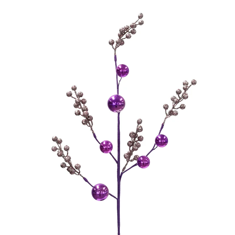 Glittered Berry/Shiny Ball Spray 28.5" in Plum | QG