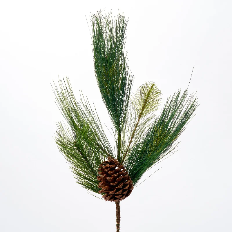 Mixed Long Needle Pine & Pinecone Branch Winter Foliage Large Pick Spray - 24"