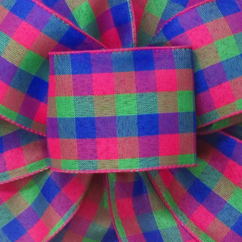 Wired Bright & Bold Buffalo Plaid Ribbon (#40-2.5"Wx10Yards)