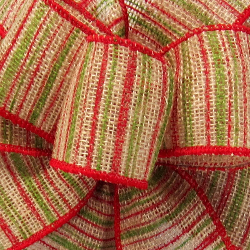 Wired Gunnysack Striped Burlap Ribbon (#40-2.5"Wx10Yards)