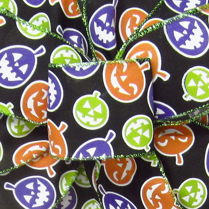 Wired Pumpkin Party Halloween Ribbon (#40-2.5"Wx10Yards)